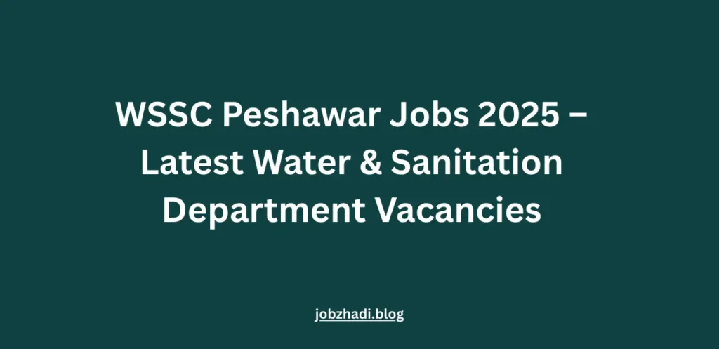 WSSC Peshawar Jobs 2025 – Latest Water & Sanitation Department Vacancies